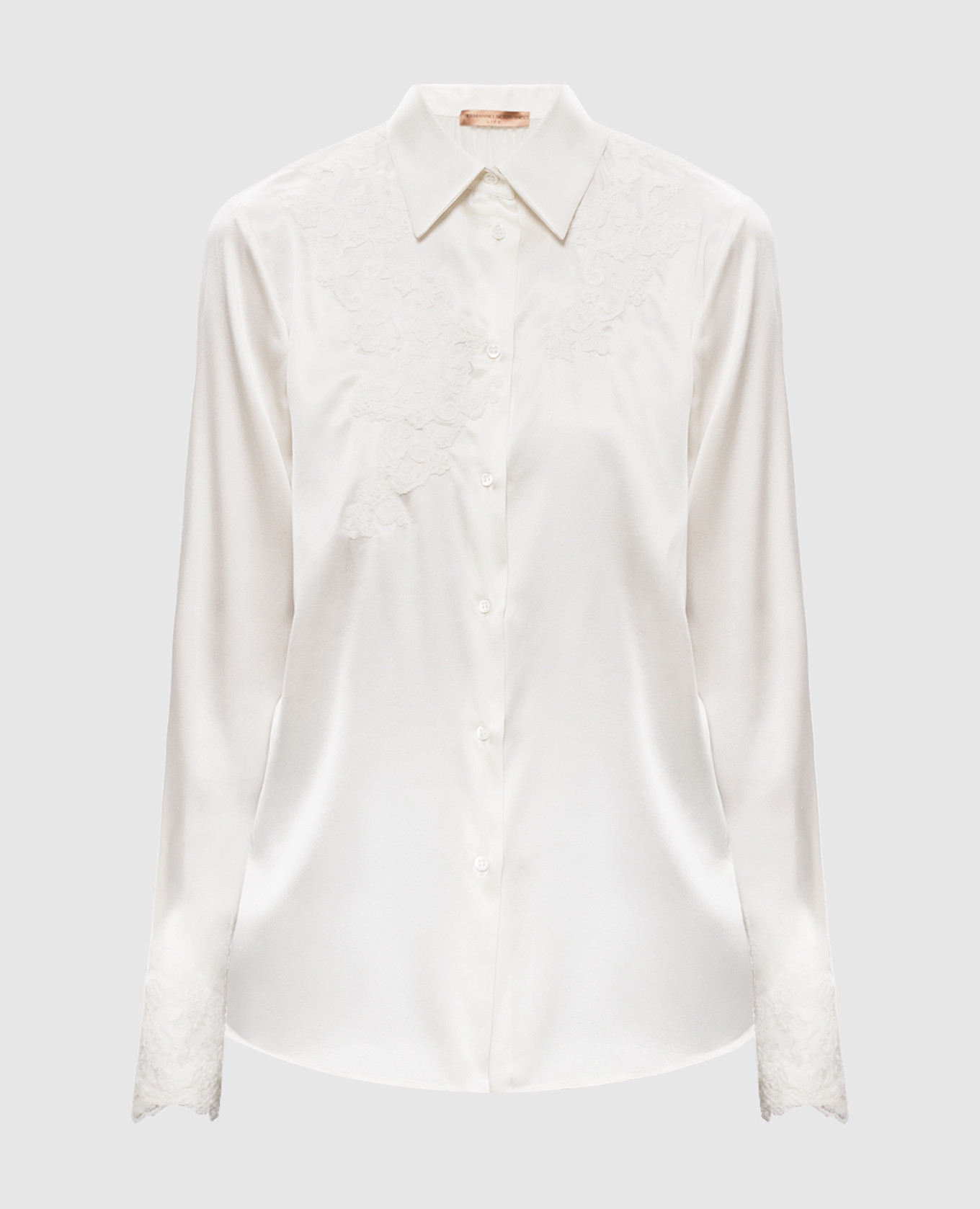 Ivory silk blouse with lace