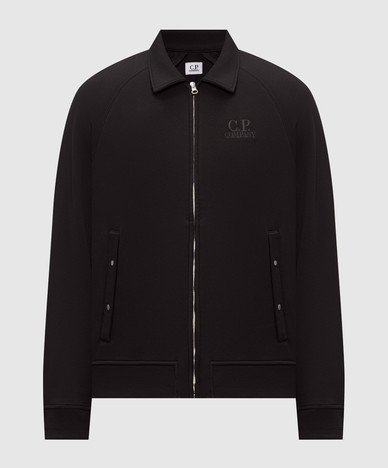 Black sports jacket with logo embroidery