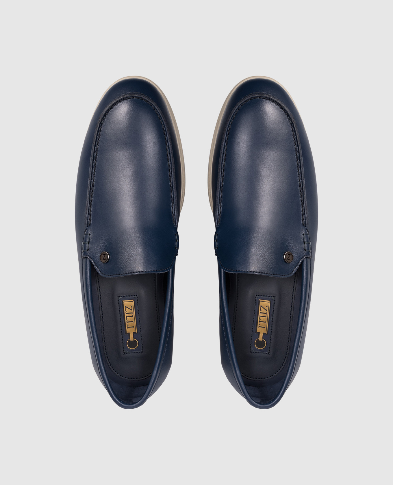 

Blue leather loafers with logo Zilli