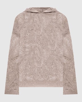 Brunello Cucinelli Beige linen jumper with hood MDT771009