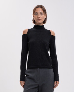 Allude Black wool turtleneck with open shoulders 26564103