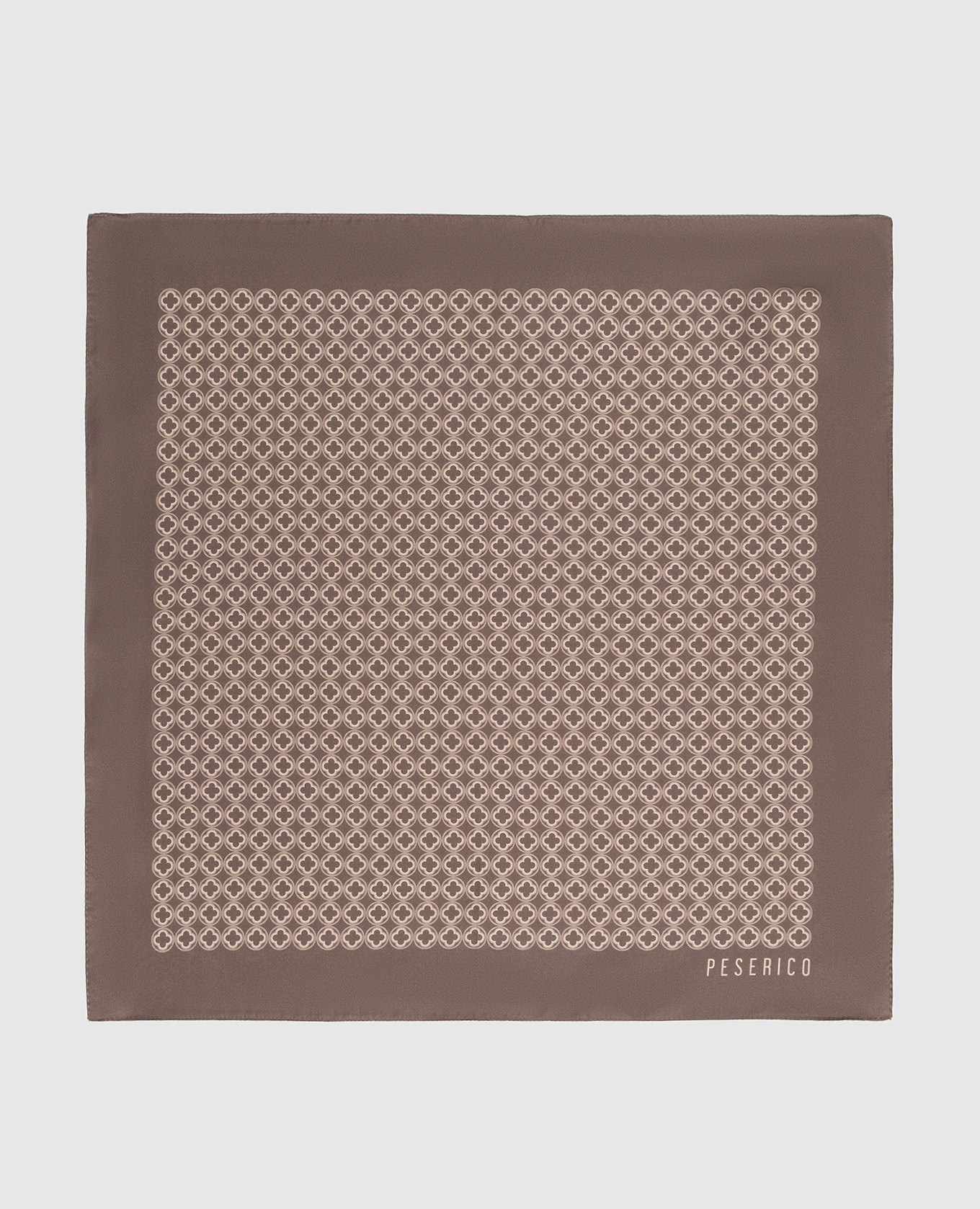 

Brown silk pachet scarf with branded print Peserico