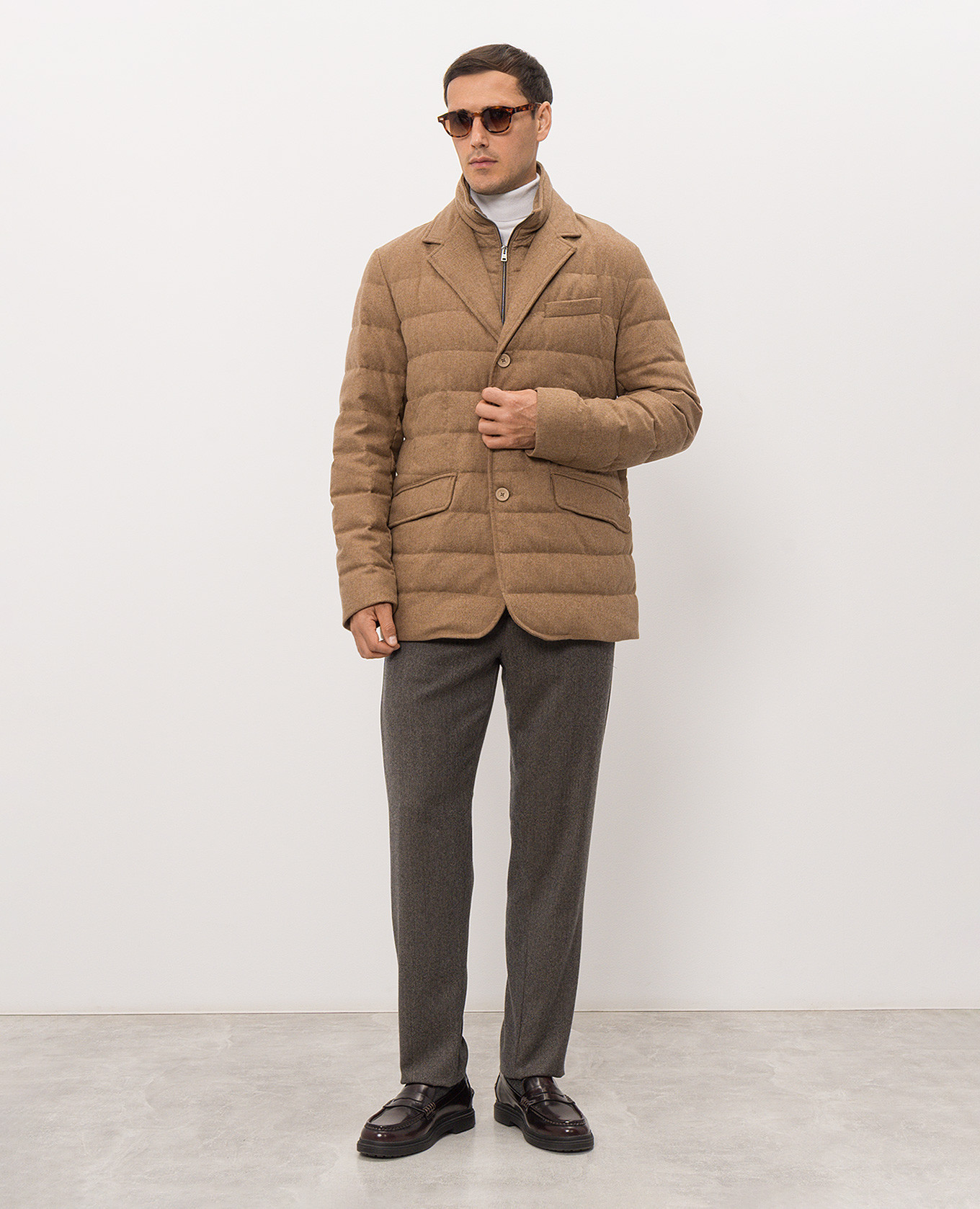Brown down jacket with wool Herno 2