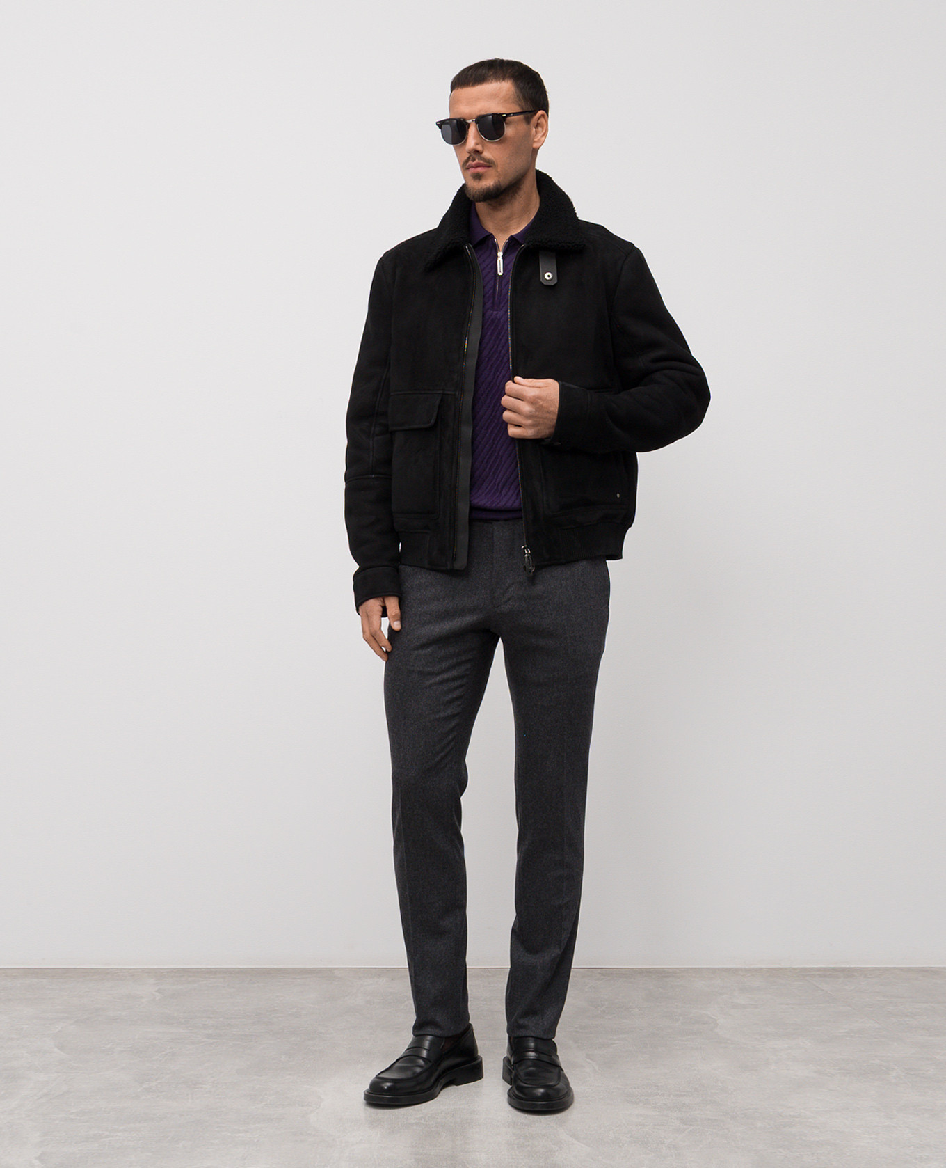 

Purple cashmere and silk patterned polo shirt Stefano Ricci, Violet