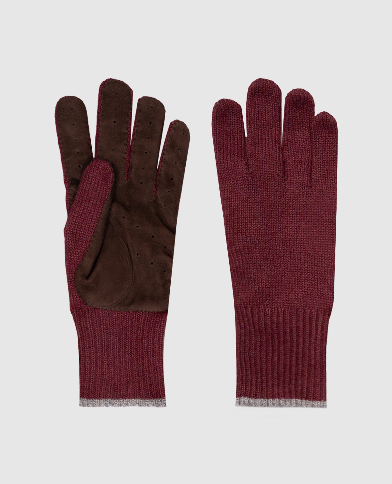 

Burgundy cashmere combination gloves Brunello Cucinelli