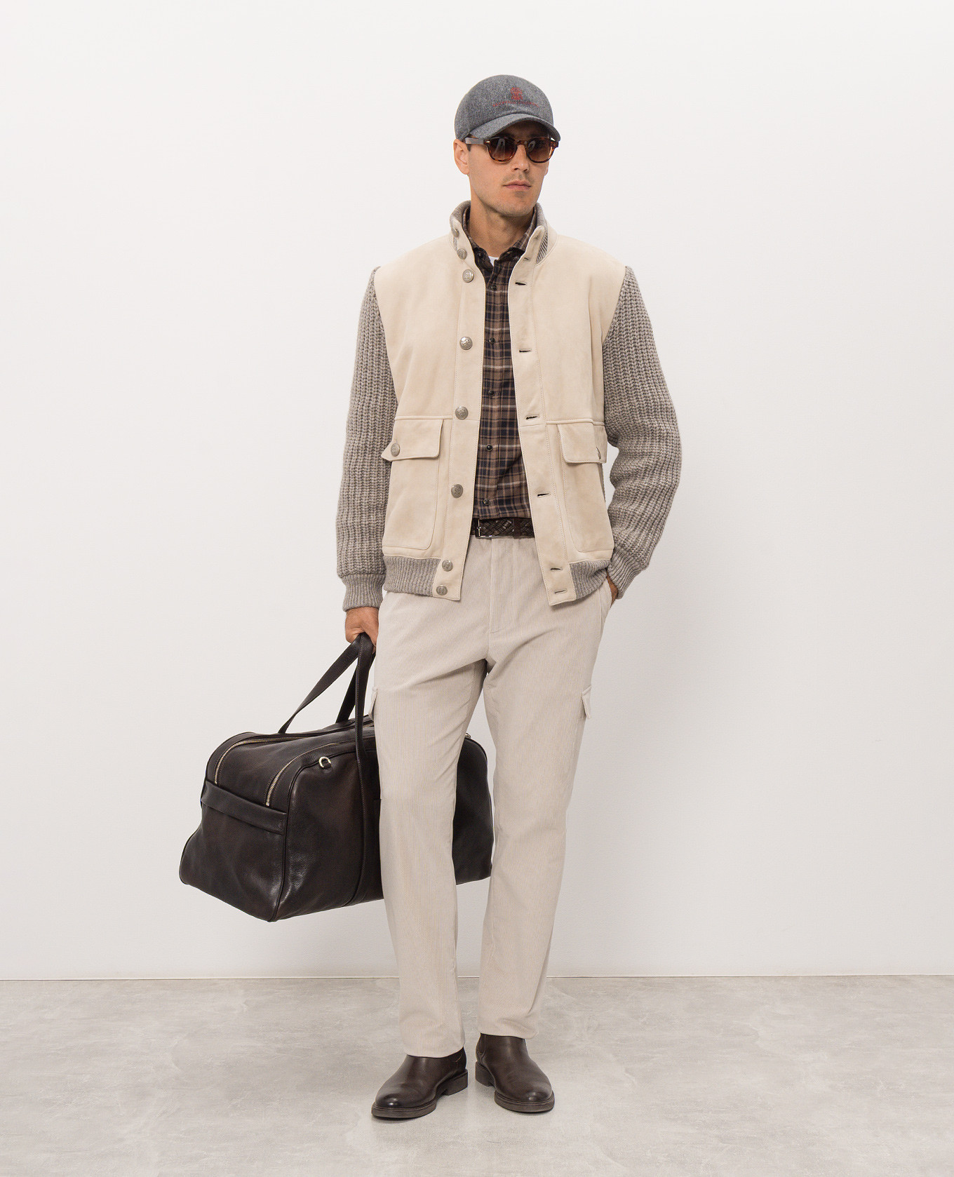 Beige cashmere combination jacket Brunello Cucinelli 2
