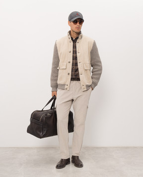Brunello Cucinelli Beige cashmere combination jacket MPMVS2060