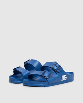 Dolce&Gabbana Children's blue flip-flops with DG logo monogram DD0324A51032836