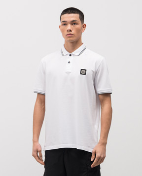 Stone Island White polo shirt with logo patch L1S152200010S0018