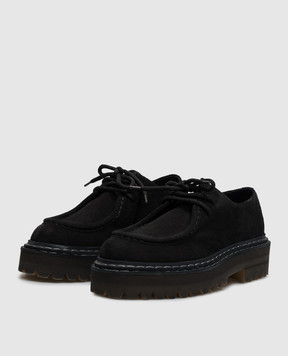 Officine Creative Blossom black suede derby shoes BLOSSOM001NERO