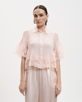 Ermanno Scervino Pink silk blouse with lace D482K718APCSQYE