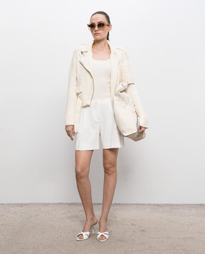 Ermanno Scervino Ivory biker jacket cardigan D485I301RXY