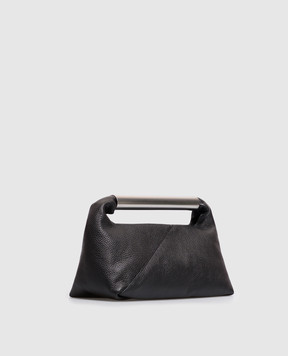 Maison Margiela MM6 Black leather bag with logo engraving SB6WD0046P9068