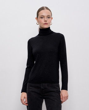 Allude Black merino wool turtleneck with lurex 25564102