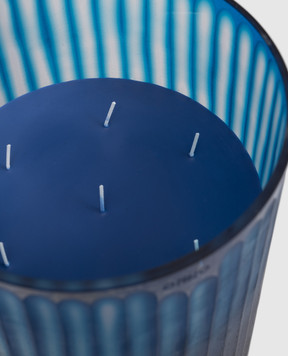 Onno Royal Blue XL candle with Ginger Fig scent in a glass candle holder ON283G