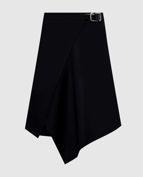 The Attico Black asymmetric wool skirt 261WCS00313WWW065AA