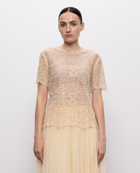 Ermanno Scervino Beige top with crystals D482L773CTUGB