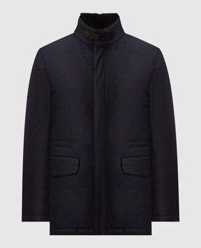 Enrico Mandelli Blue wool and cashmere down jacket with mink fur 4T742A5803