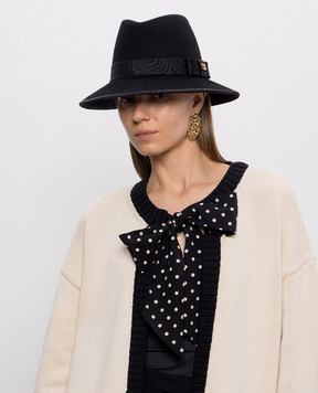 Valentino Black rabbit fur hat with bow 9W2HAA12RKX