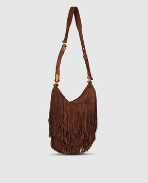 Balmain Ébène brown suede hobo bag GN0BT053LWSF
