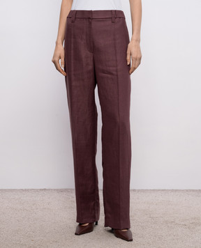 Brunello Cucinelli Burgundy linen pants MH527P9198