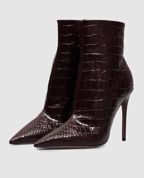Paris Texas Burgundy leather ankle boots VERA with crocodile embossed pattern PX2072XCOCO