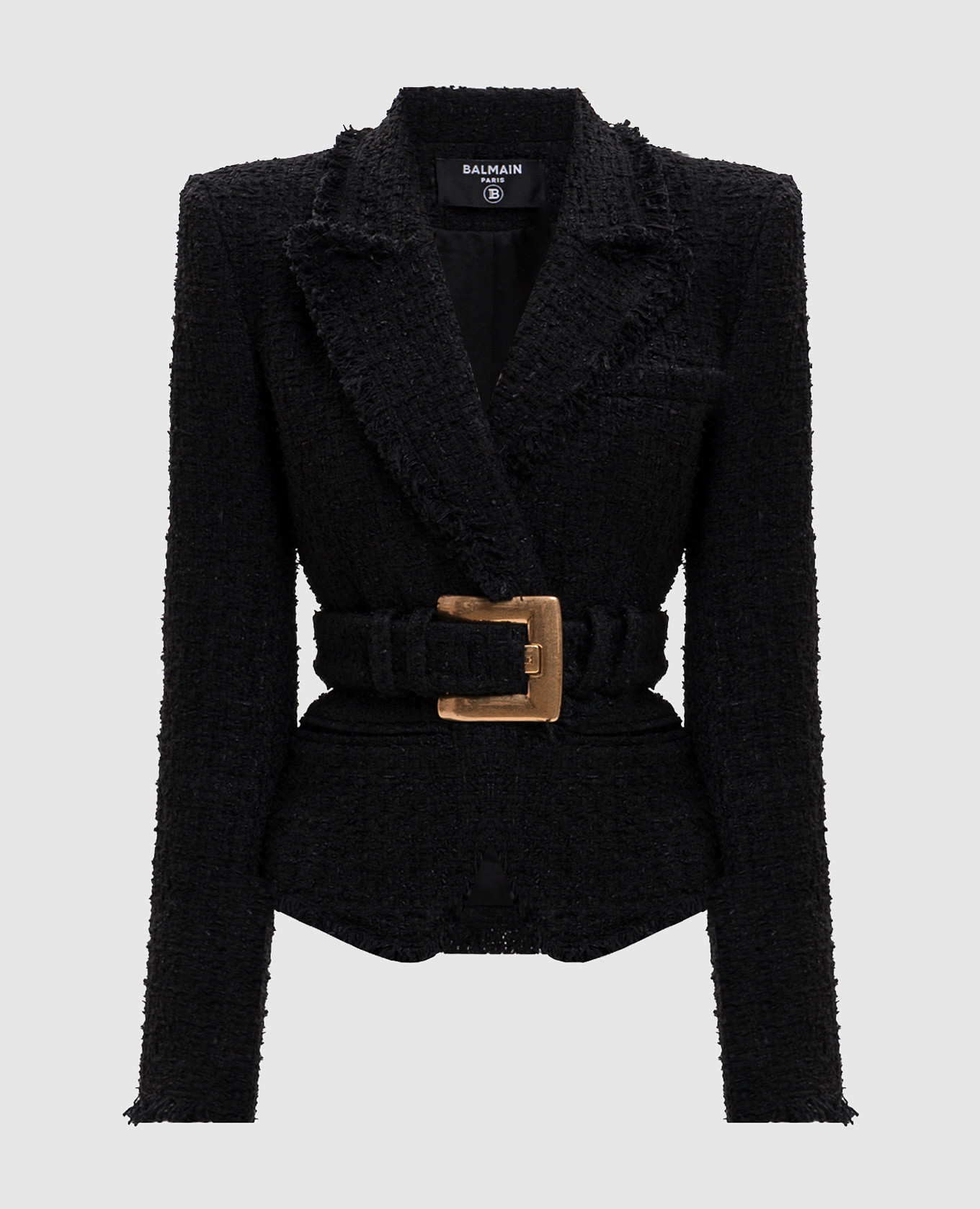 Black tweed jacket with belt
