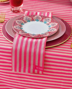 Pip Studio Set of red Stripes serving napkins with logo 51067042
