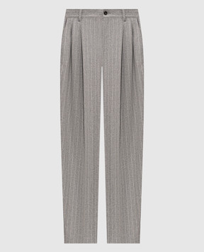 Dolce&Gabbana Gray striped wool pants GP16NTFR23F