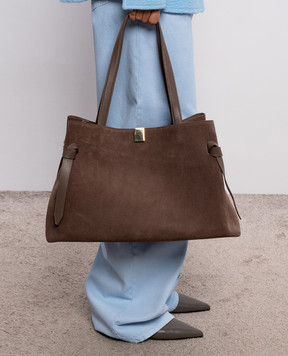 YUZEFI Brown suede Gyoza tote bag GYOZATOTESUEDE