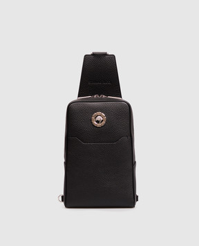 Stefano Ricci Black leather sling bag with emblem ND219GPVD