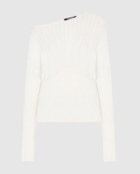 Balmain White ribbed jumper GF1AQ135KJ30