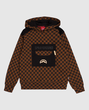 Sprayground Children's brown checked hoodie SPY1490G