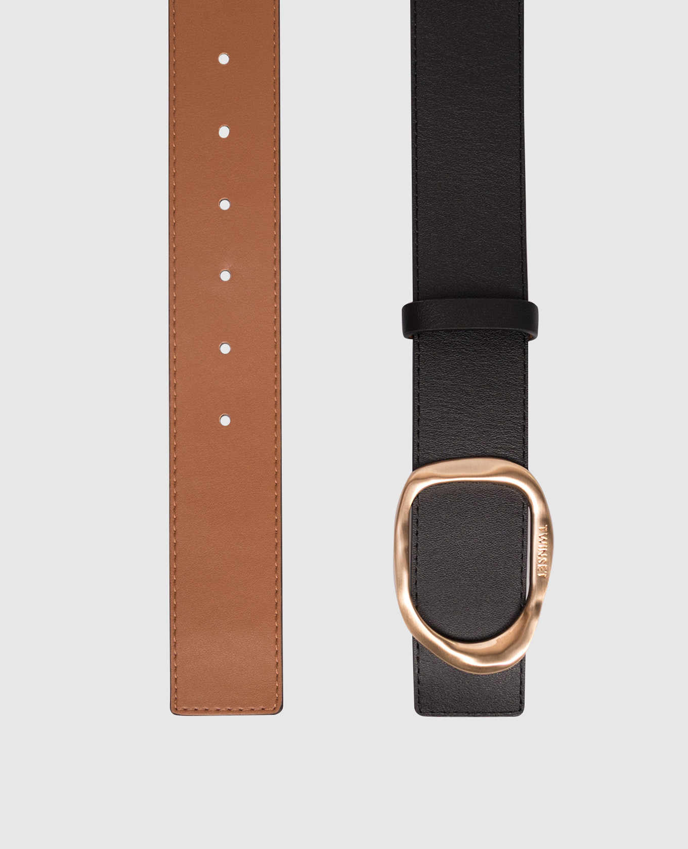 

Reversible combination belt with logo Twinset, Brown