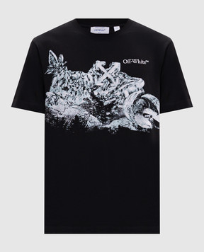 Off-White Black T-shirt with Eagle Rock print 44MAA027S26J006