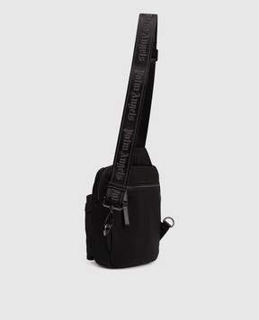 Palm Angels Black sling bag with logo patch PMNQ01ES26FAB001