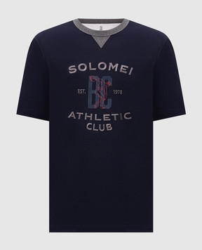 Brunello Cucinelli Blue T-shirt with embroidery M0B131002G