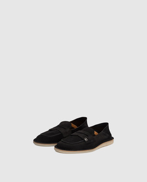 Dolce&Gabbana Black suede slip-ons with DG logo monogram A50739AS707