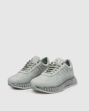Stefano Ricci Green crocodile leather sneakers with nubuck effect UR88G6607CN