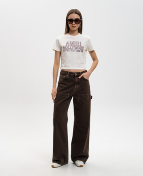 AMIRI CARPENTER brown jeans with logo patch AWBMJE1002