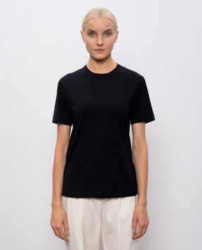 Brunello Cucinelli Black T-shirt with monil chain M0T81BI100