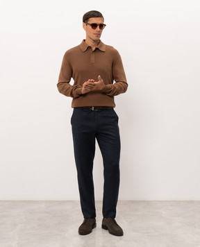 Canali Brown polo with woven pattern MK02486C1209