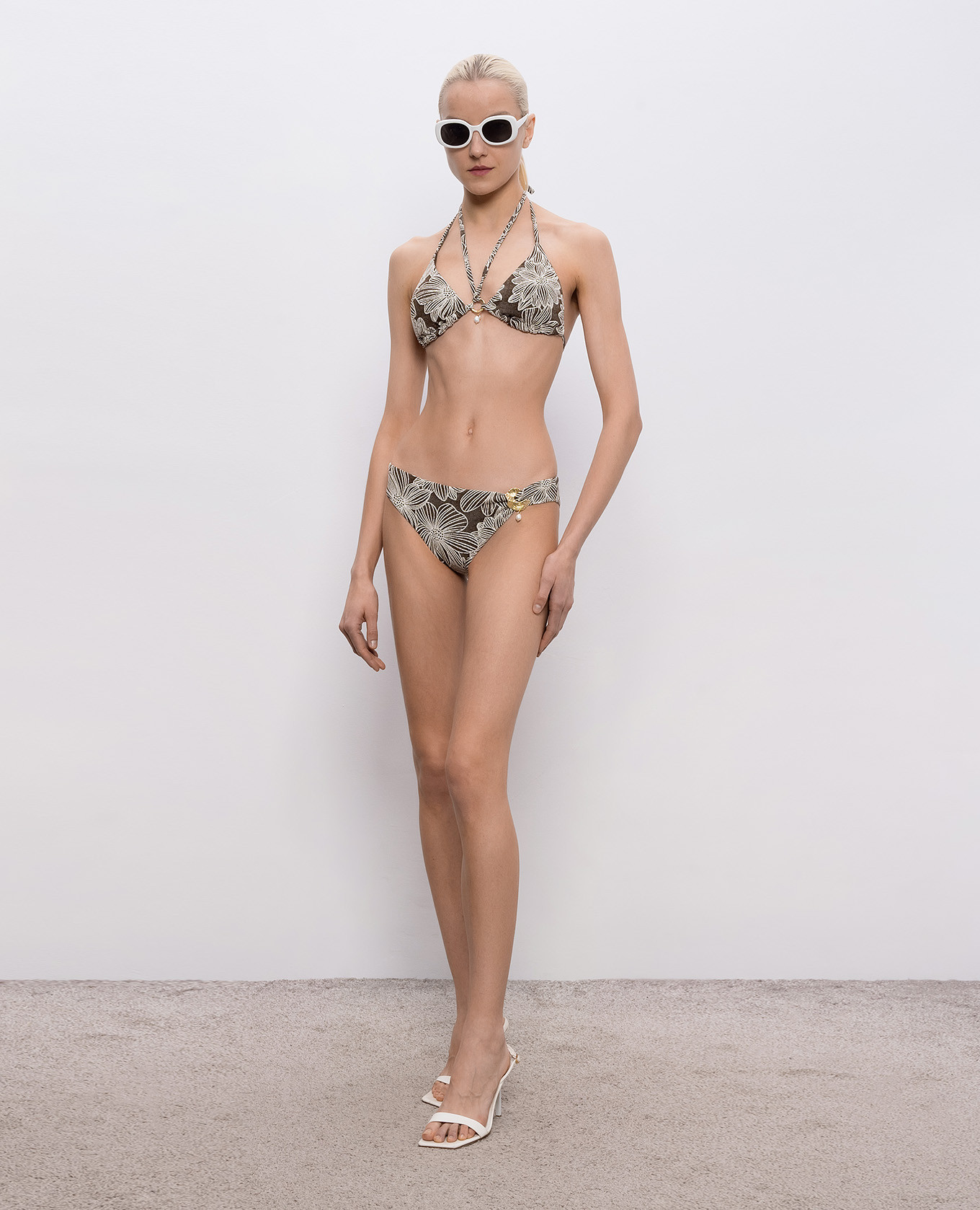 

Brown floral swimsuit briefs Twinset