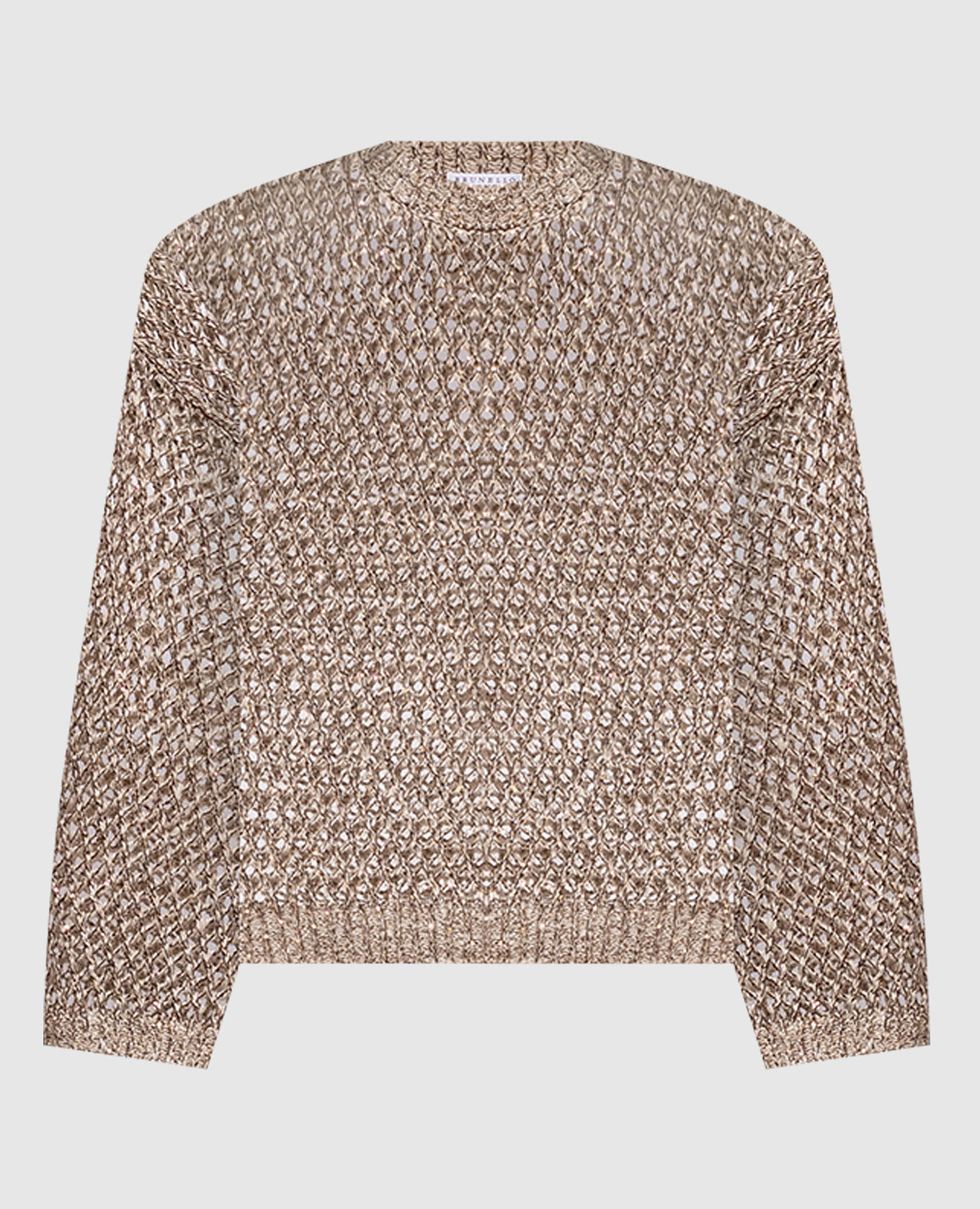

Beige openwork sweater with silk and linen with sequins Brunello Cucinelli