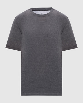 Brunello Cucinelli Grey melange silk T-shirt MD8211308