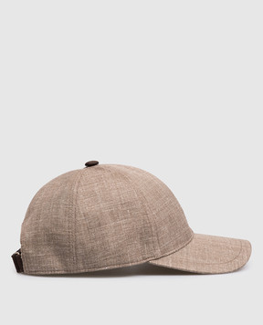 Brett Johnson Brown wool, silk and linen patterned cap SS26CAP11LP326MOC1