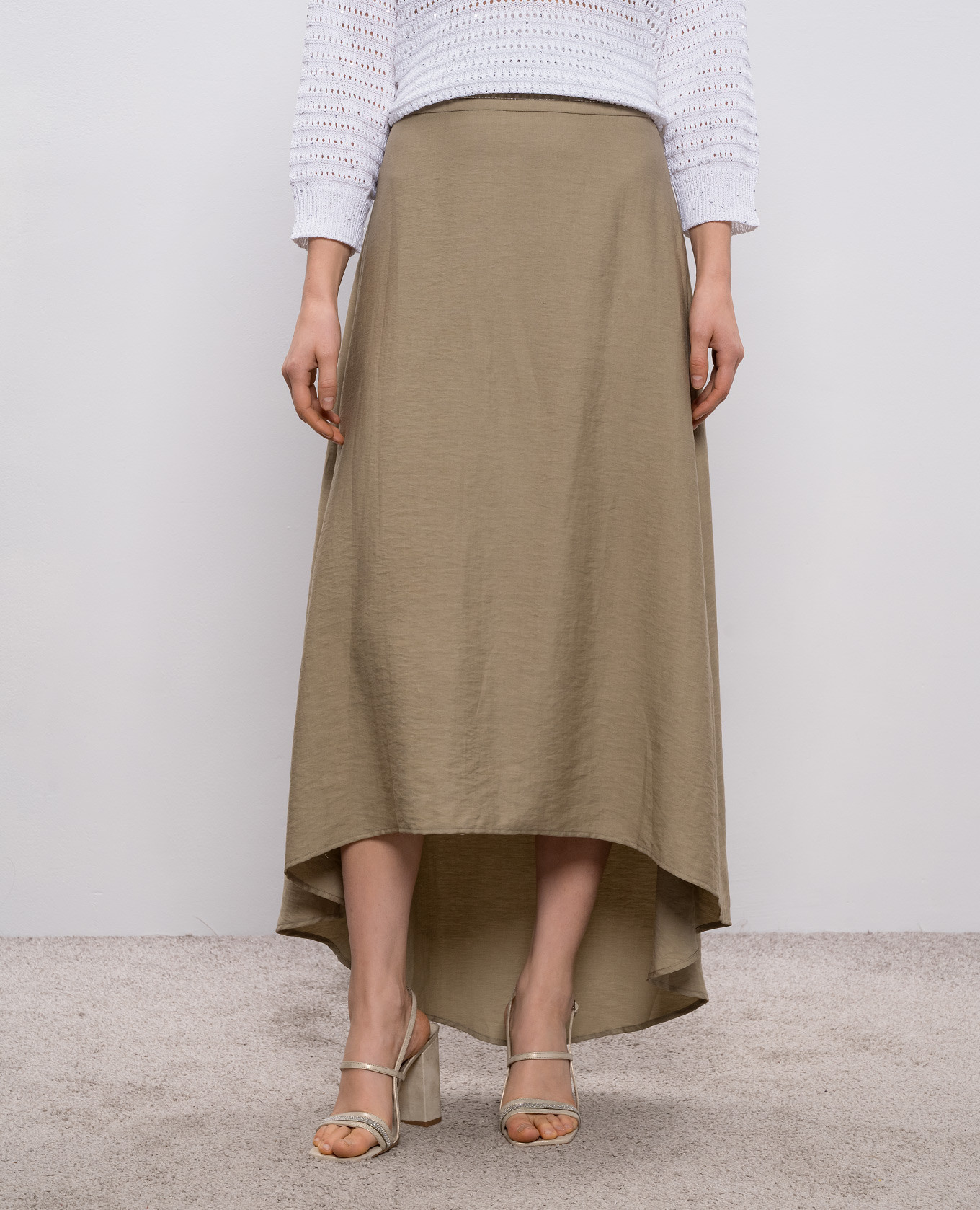 

Khaki skirt with linen Peserico