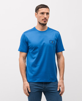 Stefano Ricci Blue T-shirt with embroidered logo MNH6104960TE0001