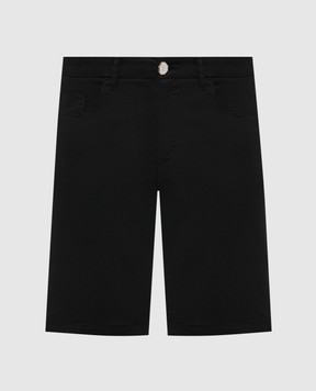 Stefano Ricci Black shorts with embroidered monogram logo M8T6100080TFANT