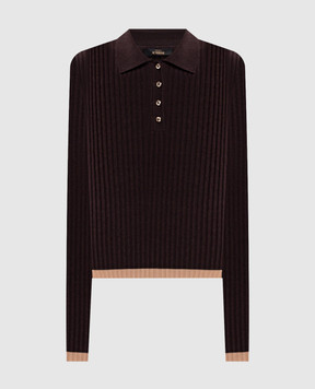 Twinset Brown polo with piping 262AP3212